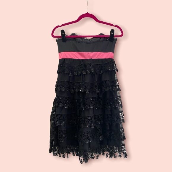 NWT BETSEY JOHNSON Evening Black Strapless Dress - Picture 2 of 6